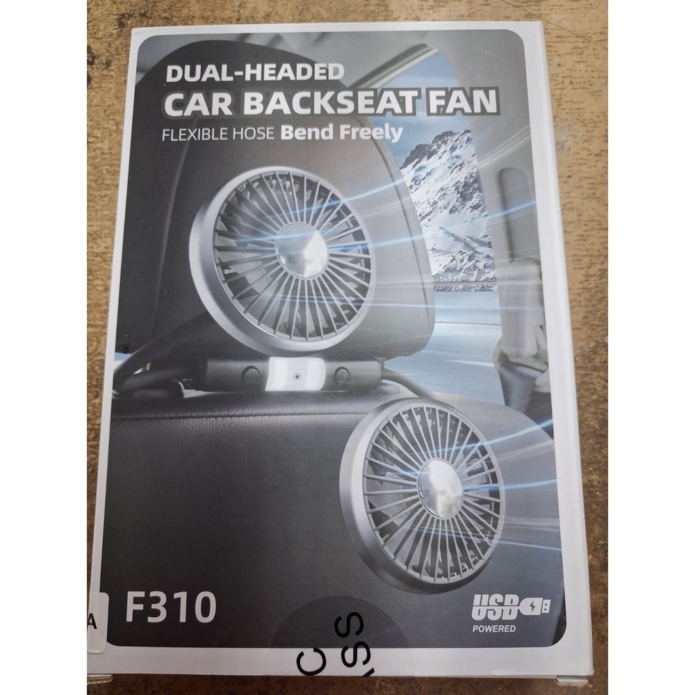 USB Car Headrest Fan Dual Head Cooling Fan 360° Rotatable 3 Speed with LED Light